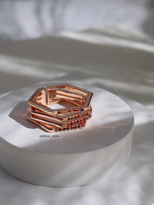 Multicolour small studded adjustable ring