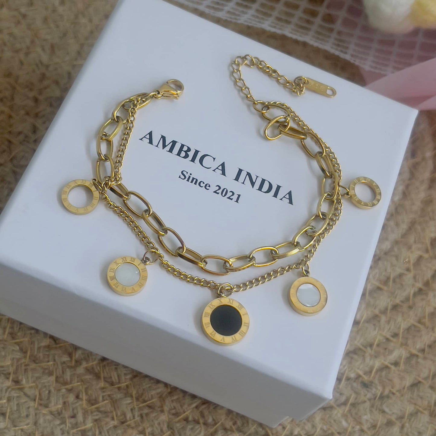 Roman link layered bracelet