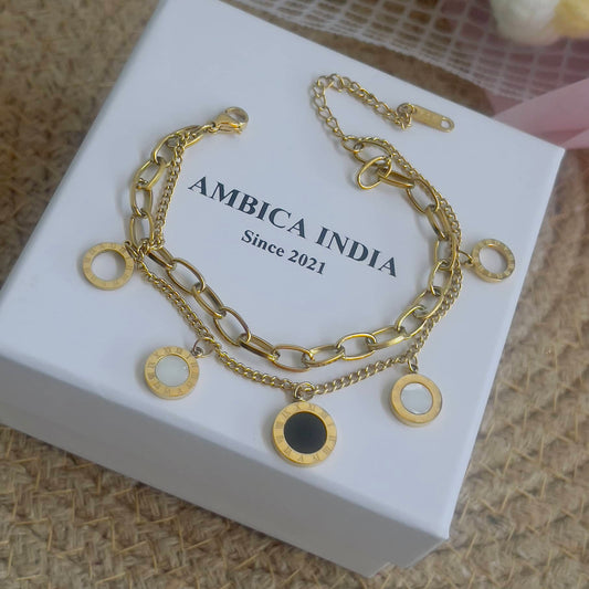 Roman link layered bracelet