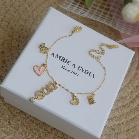 Pink heart with charm bracelet