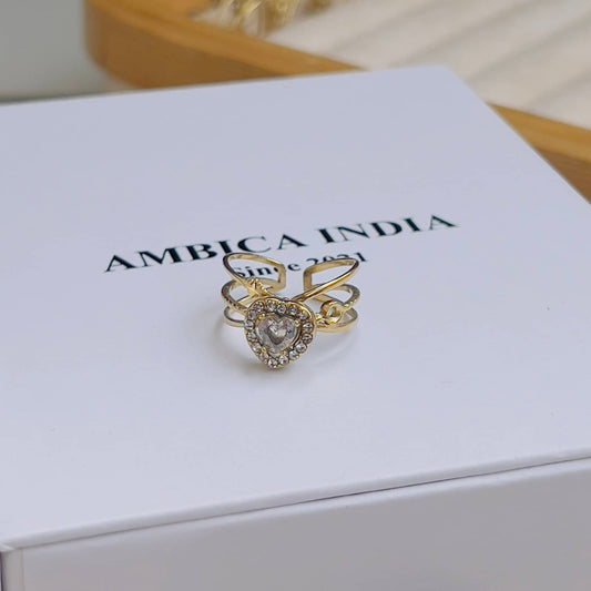 White heart crystal ring