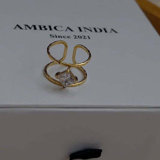 White triangle crystal ring