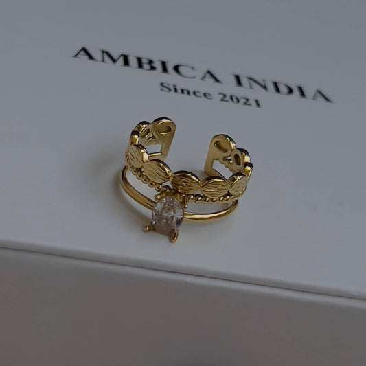 Oval white crystal ring