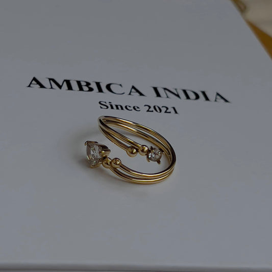 Heart with round crystal cross ring