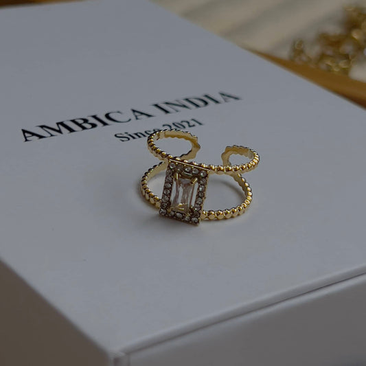 Rectangle crystal ring