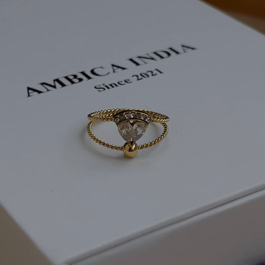 Tiny crystal with ball ring