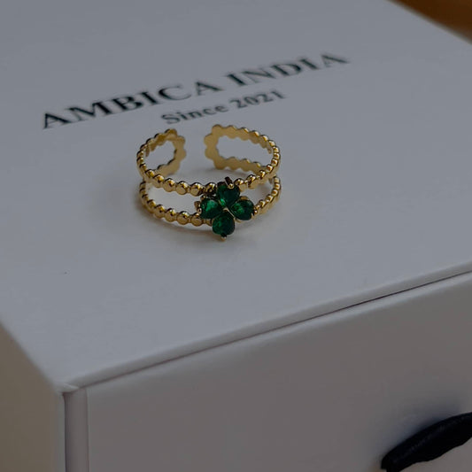 Green crystal flower ring