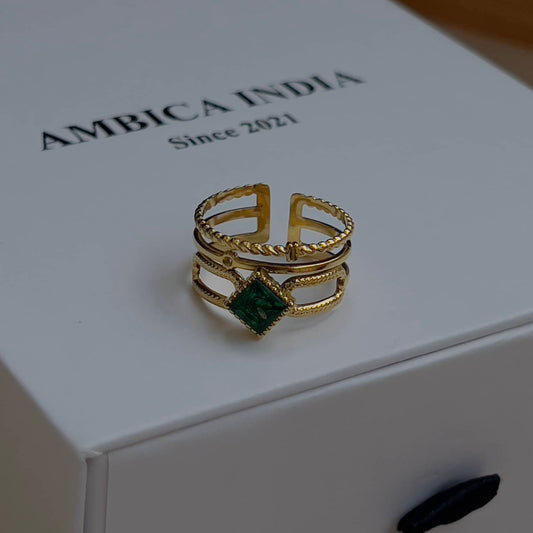 Green crystal ring