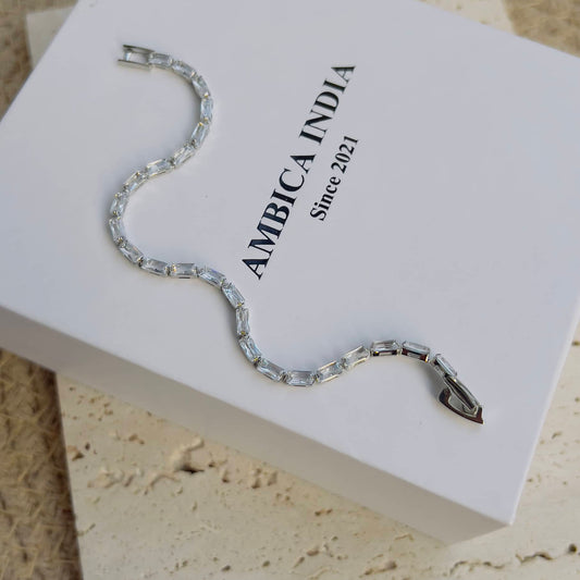 Rectangle silver tennis bracelet