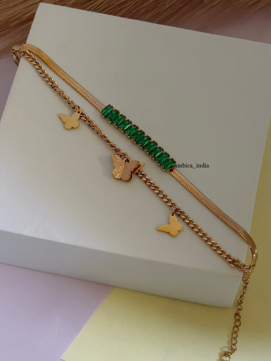 Green Crystal with butterfly bracelet