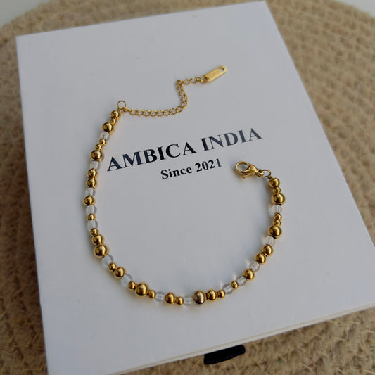 Gold with white pearl bracelet