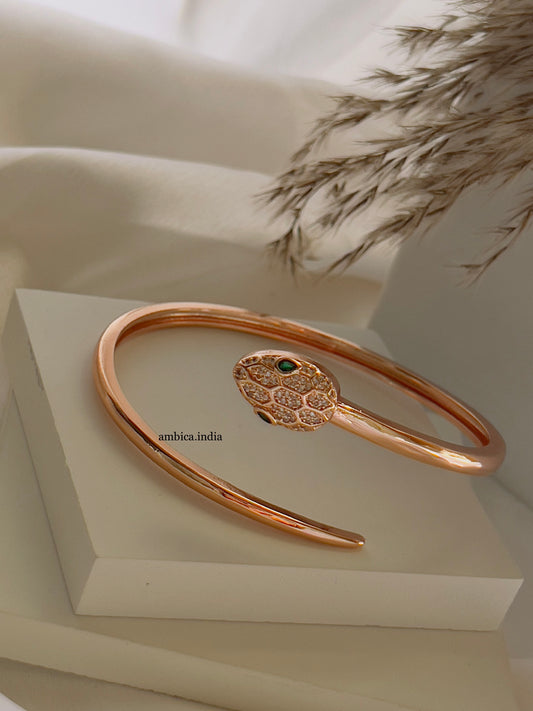 Serpent with crystal studded adjustable bracelet