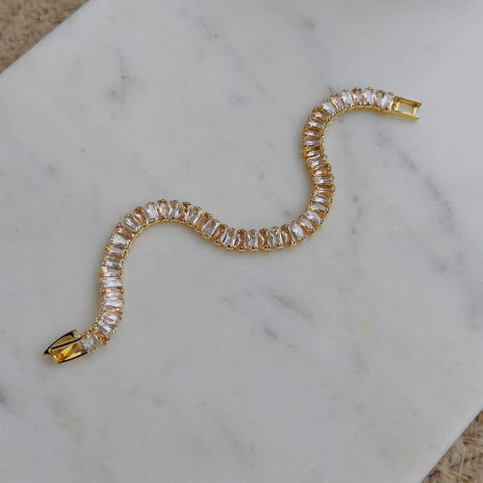 White & brown crystal tennis bracelet