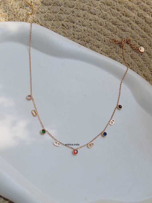 CDwith multicolour diamond necklace