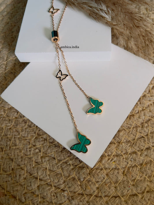 Green butterfly hanging necklace