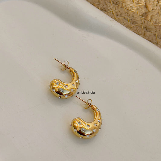 White crystal studded drop earrings