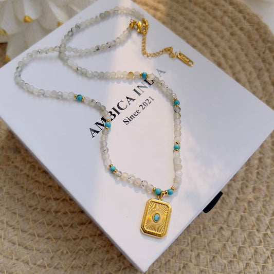 White with turquoise stone necklace