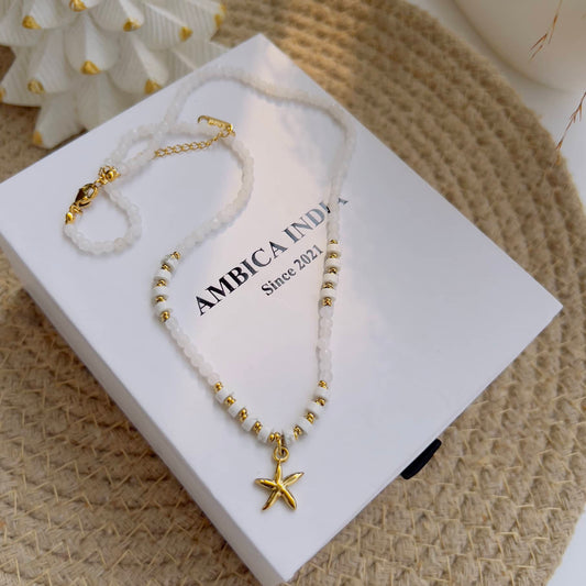 White stone with star necklace
