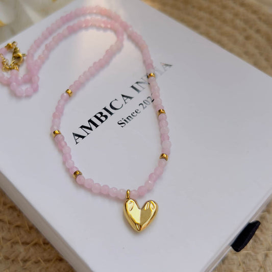 Pink stone necklace