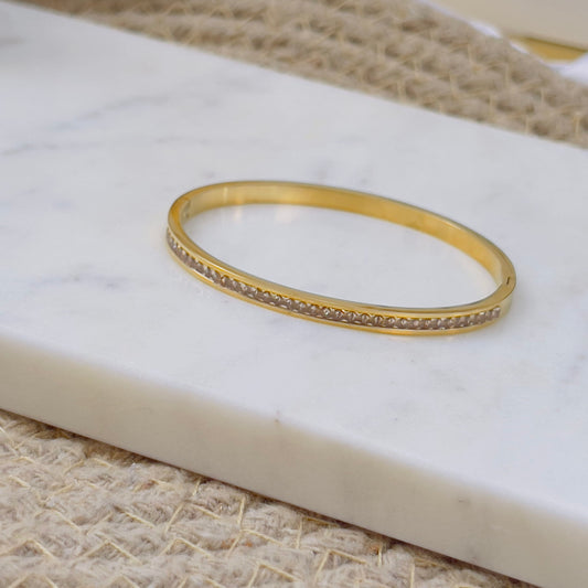 Gold crystals thin bracelet