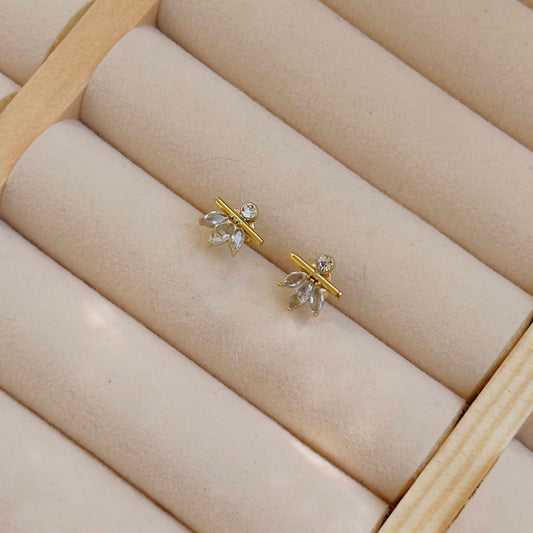 Floral marquise crystal stud earrings