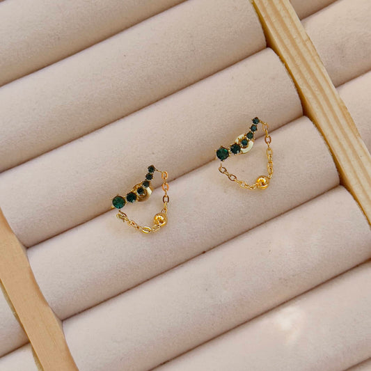 Green crystal earrings