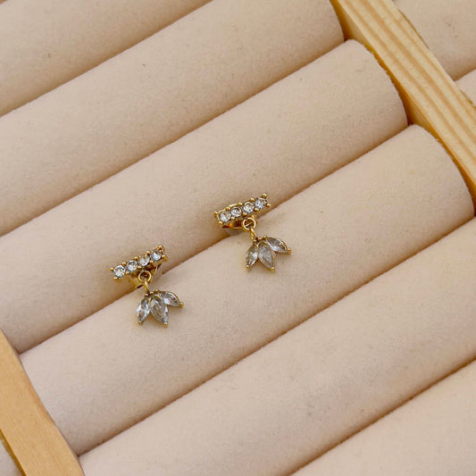 White marquise cut crystal earrings