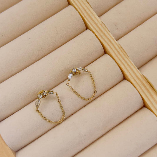 Tiny white crystal earrings