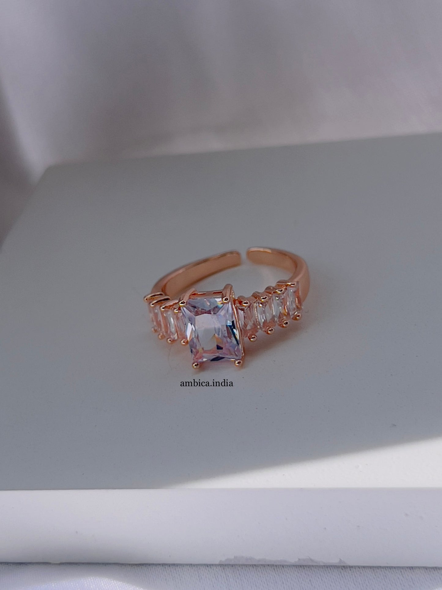 White square crystal adjustable ring 1
