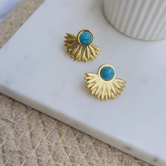 Turquoise flower studs h1