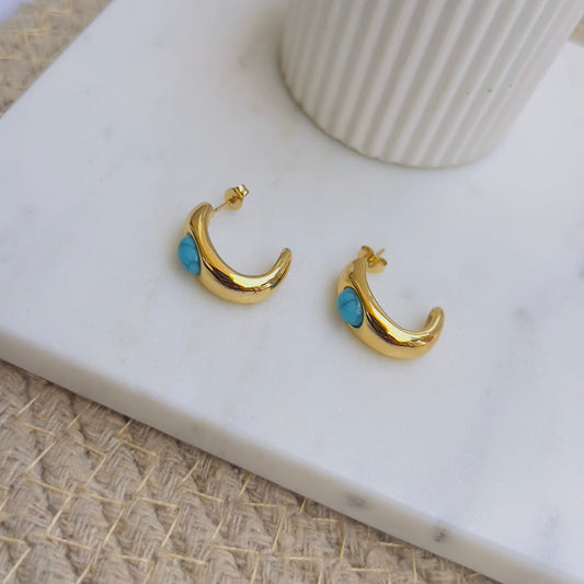 Boho turquoise summer hoops