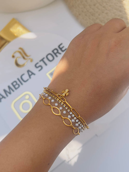 Cross with crystal and Pearl Wrap Bracelet