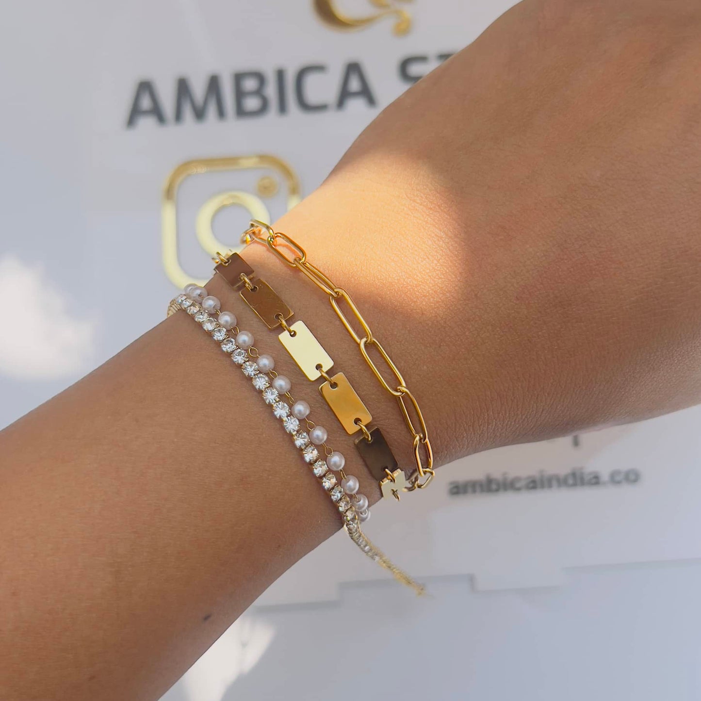 Link chain and Pearl Wrap Bracelet