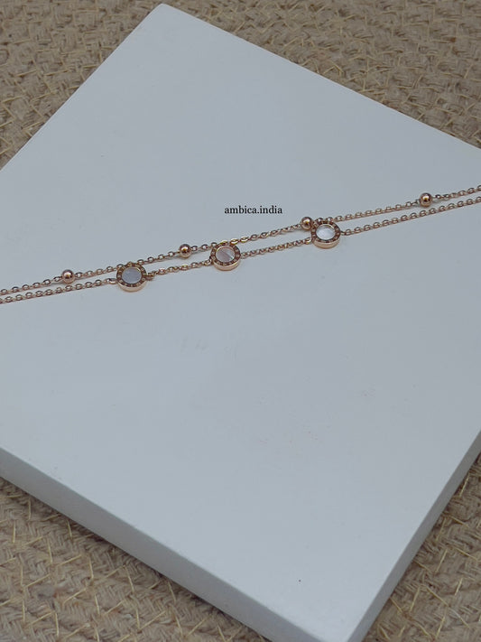 Roman white layered anklet