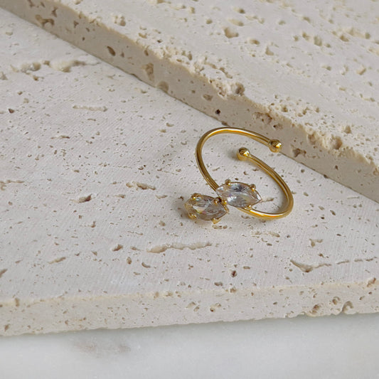 Classic white crystal adjustable ring