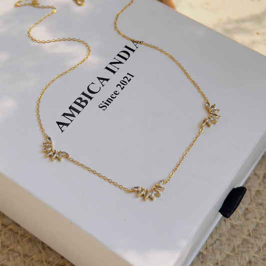 White Marquise minimal necklace