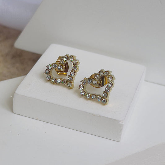 Classic heart earrings white crystal