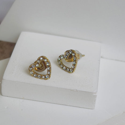 Heart white crystal earrings