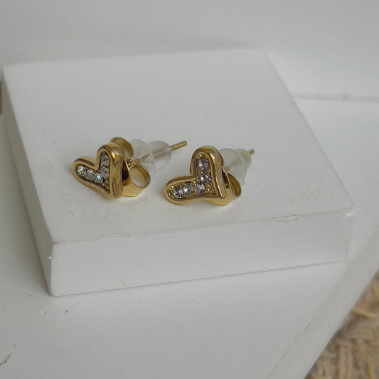 Tiny white crystal earrings