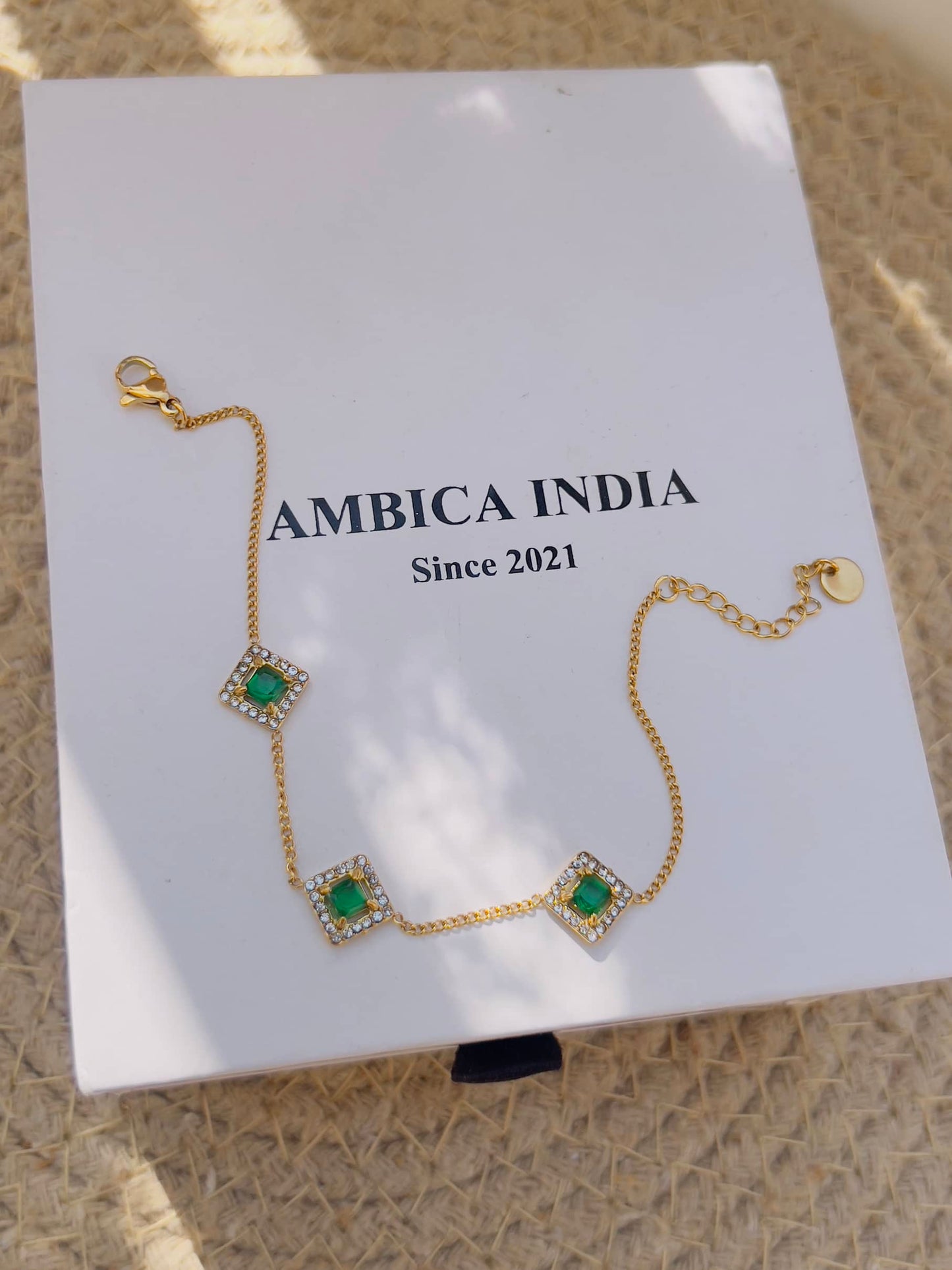 Triangle green crystal bracelet