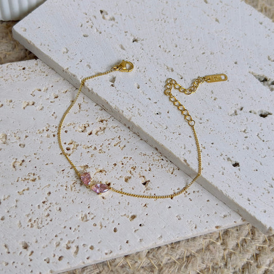 Pink leaf crystal bracelet