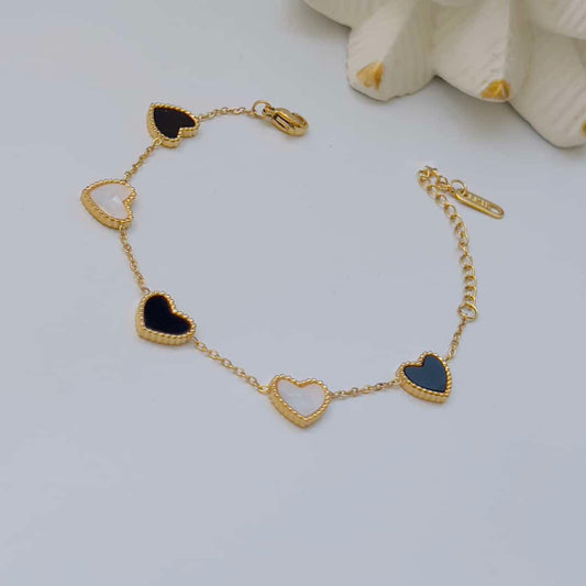 Black &amp; white heart bracelet