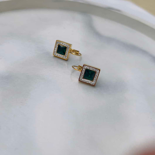 Green crystal earrings