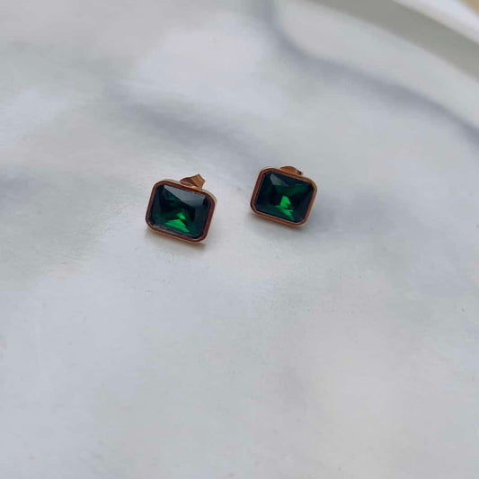 Emerald studs rose gold