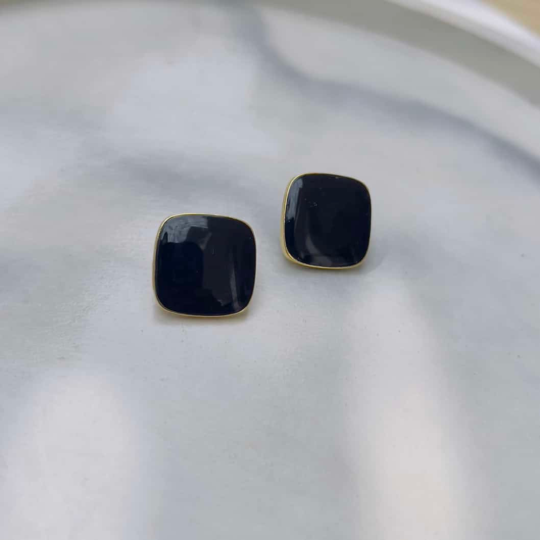 Black square studs