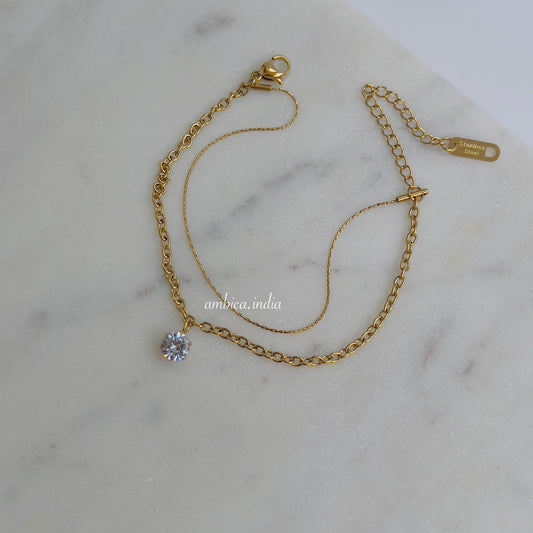 Double Layer Minimalist Single Dia Bracelet