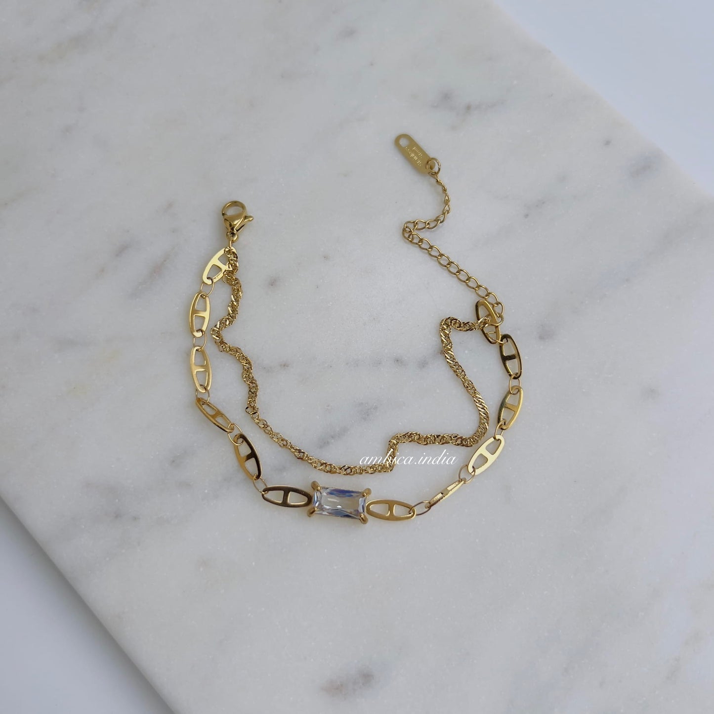 White rectangle crystal bracelet