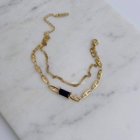 Black rectangle crystal bracelet