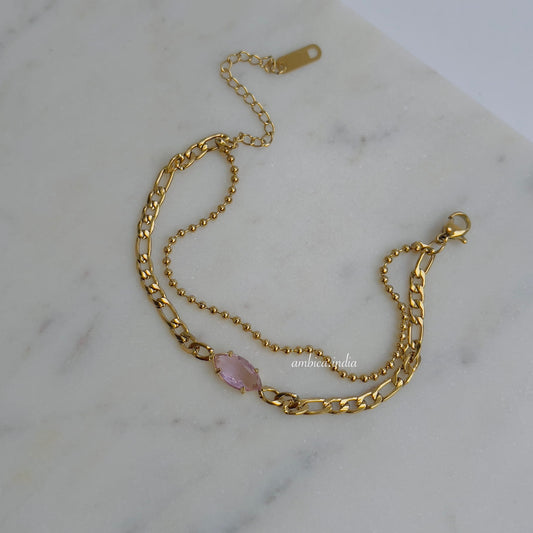 Pink crystal layered bracelet