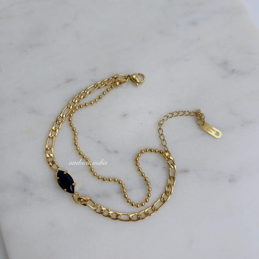 Black crystal layered bracelet